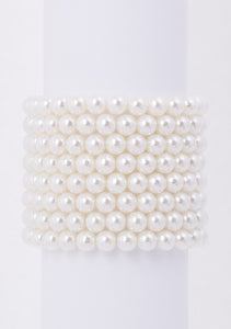 8 LINE PEARL STRETCH BRACELETS ( 0389 WHT )