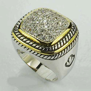 SILVER GOLD RING CLEAR CZ CUBIC ZIRCONIA STONES SIZE 9