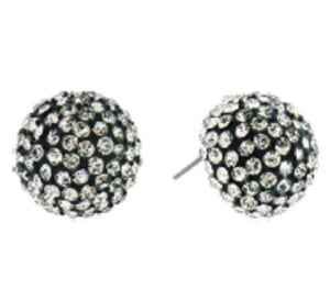 3/4" BLACK Clear Rhinestone Dome Shape Stud Earrings ( 2109 BCR ) - Ohmyjewelry.com