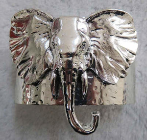 SILVER ELEPHANT HEAD CUFF BANGLE ( 3936 AS ) - Ohmyjewelry.com