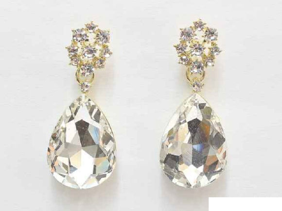 SGOLD EARRINGS CLEAR STONES ( 5898 GCRY )