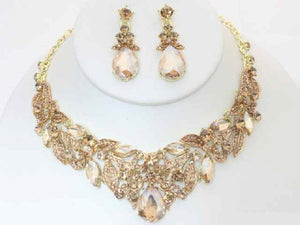 GOLD NECKLACE SET TOPAZ STONES ( 19499 GSA )