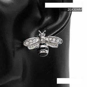 SILVER BEE EARRINGS ( 3350 RDCLR )