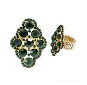 GOLD STRETCH RING GREEN STONES ( 126 GGR )