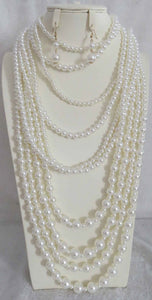 GOLD CREAM PEARL NECKLACE SET ( 4020 CRM )