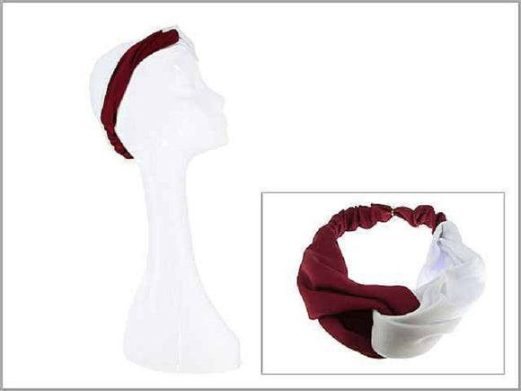 CRIMSON RED AND WHITE STRETCH HEADBAND ( 0007 )