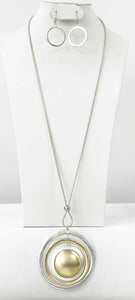 SILVER GOLD NECKLACE SET ( 4806 TT )