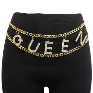 GOLD QUEEN BELT CLEAR STONES ( 2567 )