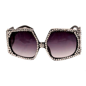 BLACK SUNGLASSES CLEAR STONES ( 11559 BCL )