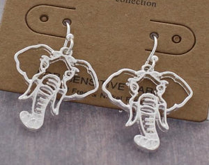 SILVER ELEPHANT HEAD EARRINGS ( 34734 S )