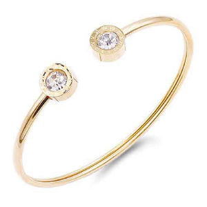 GOLD BANGLE CLEAR STONES(BS 4070GD)