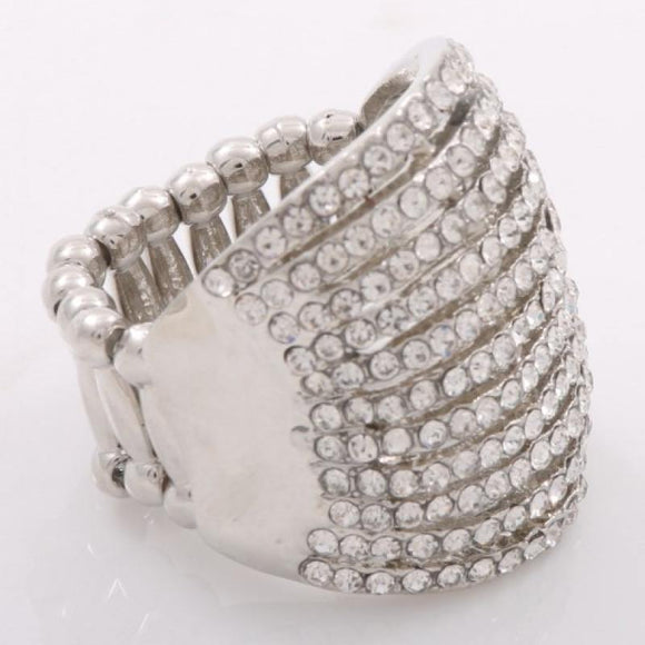 SILVER CLEAR STONES STRETCH RING ( 2084 SV ) - Ohmyjewelry.com