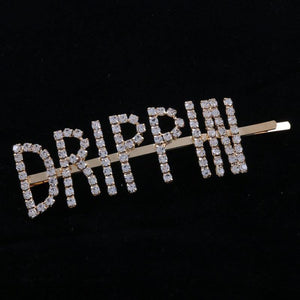 GOLD Clear Rhinestone "DRIPPIN" Hair Pin ( 6011) - Ohmyjewelry.com