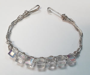 SILVER BRACELET WITH AB STONES ( 9457 )