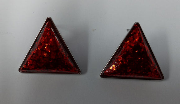SILVER TRIANGLE EARRINGS RED STONES ( 5576 RDRE )