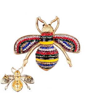 GOLD MULTI COLOR BEE BROOCH RHINESTONES ( 2002 GDRMT )