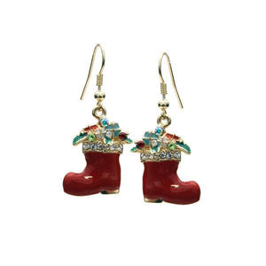 1.5" Long Dangle Santa Stocking Christmas Holiday Earrings ( 21975 ) - Ohmyjewelry.com