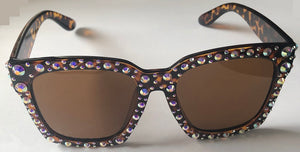 TORTOISE SHELL SUNGLASSES AB SWAROVSKI STONES ( 1229 AB )