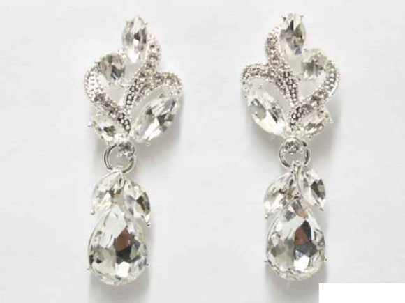 SILVER EARRINGS CLEAR STONES ( 6632 SCRY )