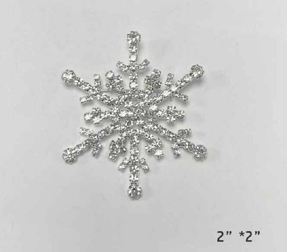 SILVER SNOWFLAKE BROOCH CLEAR STONES ( 2661 CL )