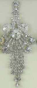 Large SILVER CLEAR Stone Fringe Chandelier Earrings CLIP ON ( 0390 SCL ) - Ohmyjewelry.com