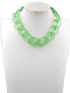GREEN GOLD ACRYLIC NECKLACE ( 222003 GRNK )