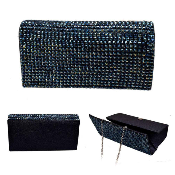 NAVY BLUE RHINESTONE EVENING BAG