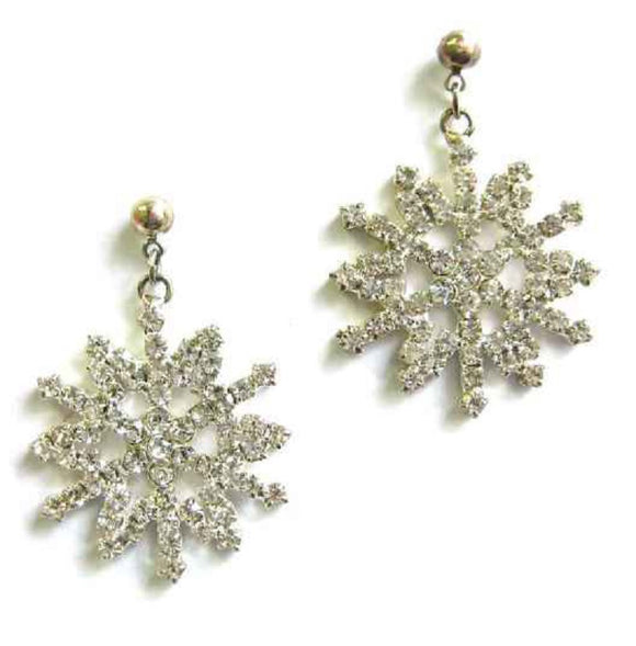 SILVER SNOWFLAKE EARRINGS CLEAR STONES ( 2230 CL )