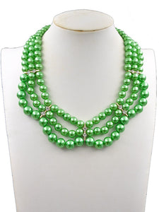 GREEN PEARL NECKLACE SET ( 231003 GRN )