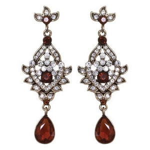 2 3/4" Burnish Gold Setting with Brown and Clear Stones Earrings ( 23634 )