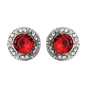 3/4" Red and Clear Rhinestone Stud Earrings ( 23745 )