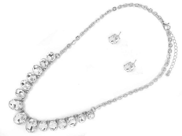 SILVER NECKLACE CLEAR STONES ( 7811 RHCRY )