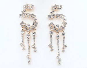 GOLD 5 EARRINGS CLEAR STONES ( 2336 GDCRY ) - Ohmyjewelry.com