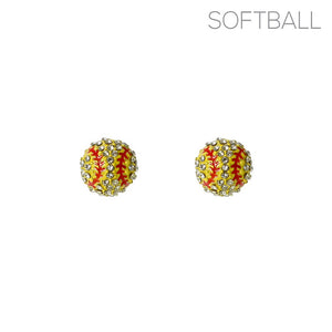 Yellow Baseball Earrings with Yellow Stones ( 25720 )