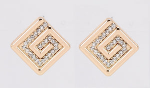 GOLD EARRINGS CLEAR STONES ( 2295 GLCRY )