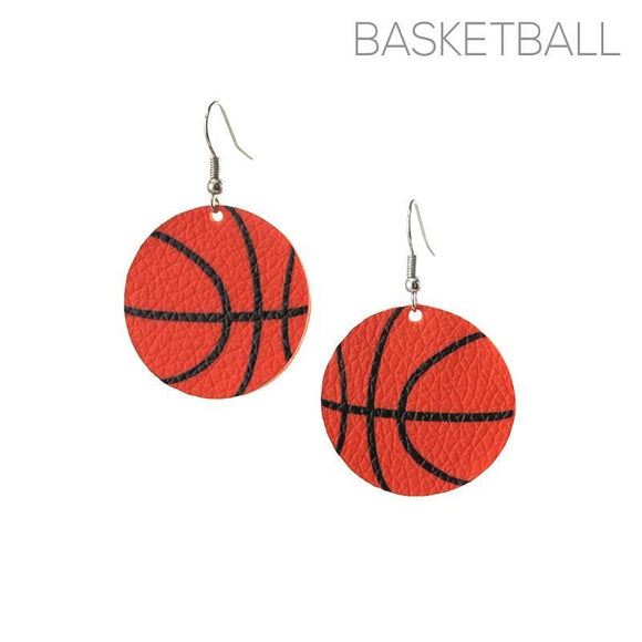 Orange Leather Basketball Earrings ( 26036 ) - Ohmyjewelry.com
