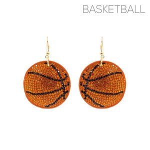 ORANGE BLACK STONES BASKETBALL EARRINGS ( 26691 HYG ) - Ohmyjewelry.com