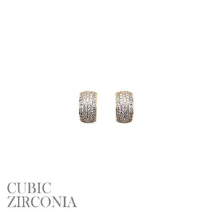 GOLD EARRINGS CLEAR CZ CUBIC ZIRCONIA STONES ( 26737 CROG )
