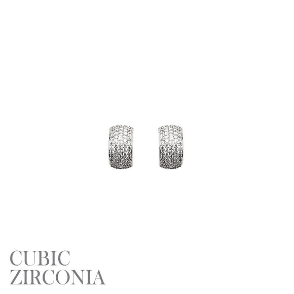 SILVER EARRINGS CLEAR CZ CUBIC ZIRCONIA STONES ( 26737 CRRH )
