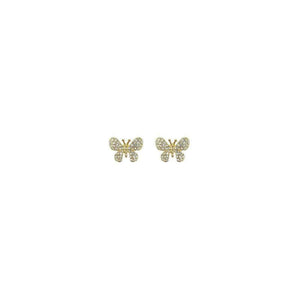 GOLD BUTTERFLY EARRINGS STUD CLEAR STONES ( 26751 CRG ) - Ohmyjewelry.com