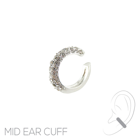 SILVER MID EAR CUFF CLEAR STONES ( 26827 CRS )