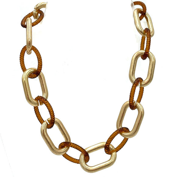 GOLD BROWN CHAIN LINK NECKLACE SET ( 3100 WGBR )