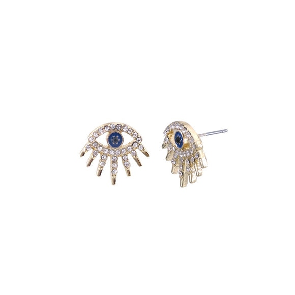 GOLD EYE EARRINGS CLEAR STONES ( 27073 CRG )