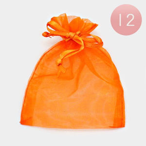 3" x 3.5" ORANGE Organza Gift Bag 12 Pieces S - Ohmyjewelry.com