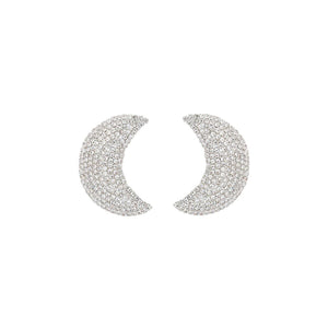 SILVER CRESCENT EARRINGS CLEAR STONES ( 27104 CRS ) - Ohmyjewelry.com