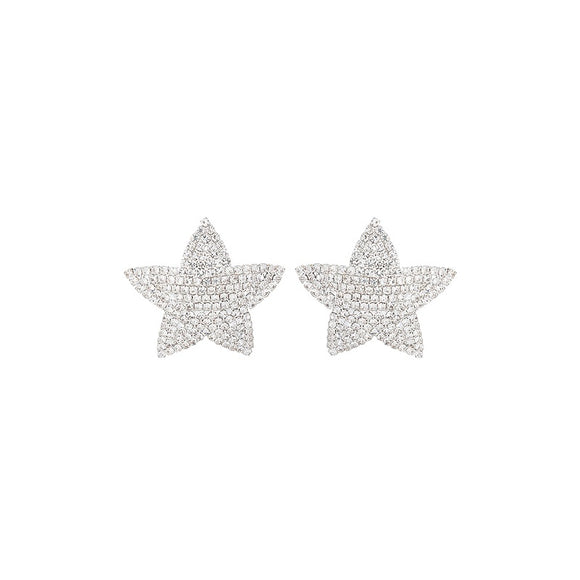 SILVER STAR EARRINGS CLEAR STONES ( 27105 CRS )