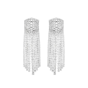 DANGLING SILVER EARRINGS CLEAR STONES ( 27120 CRS ) - Ohmyjewelry.com