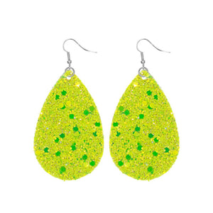 SILVER GREEN GLITTER EARRINGS ( 27168 JOR )