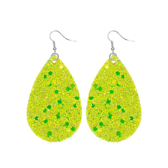 SILVER GREEN GLITTER EARRINGS ( 27168 JOR )