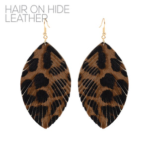 BLACK BROWN LEATHER EARRINGS(STO-G)